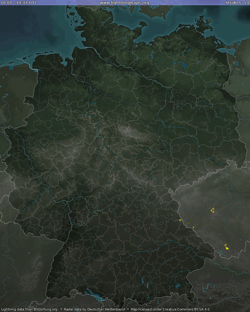 Lightning map Germany Radar (BETA!) 2013-05-17 21:38:02 UTC